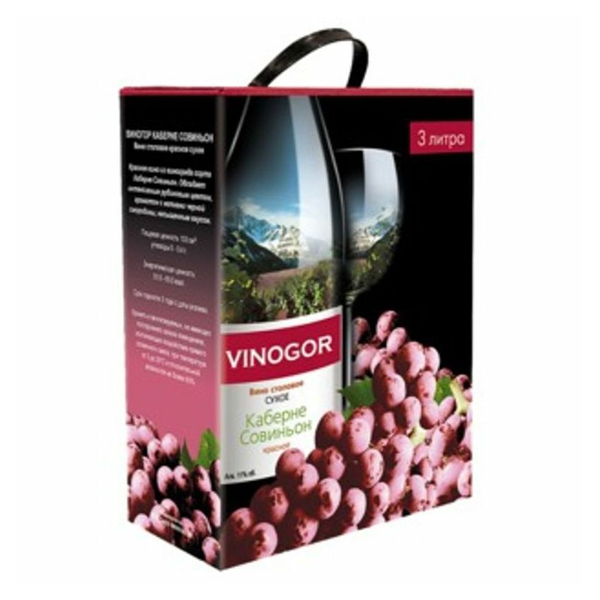 Красное сухое вино Vinogor Каберне Совиньон 3 л