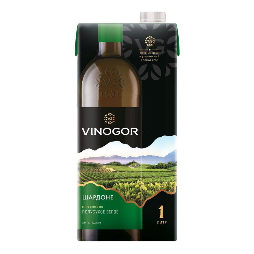 Полусухое вино Vinogor Шардоне 1 л