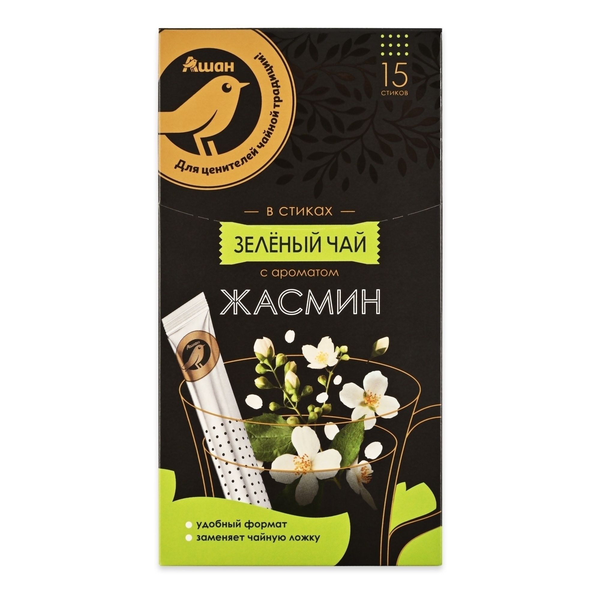 Зеленый чай АШАН Золотая птица в стиках 30 г