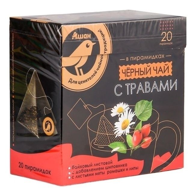 Чай АШАН Золотая птица в пирамидках 40 г