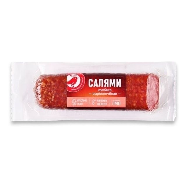 Колбаса сырокопченая АШАН Красная птица 215 г