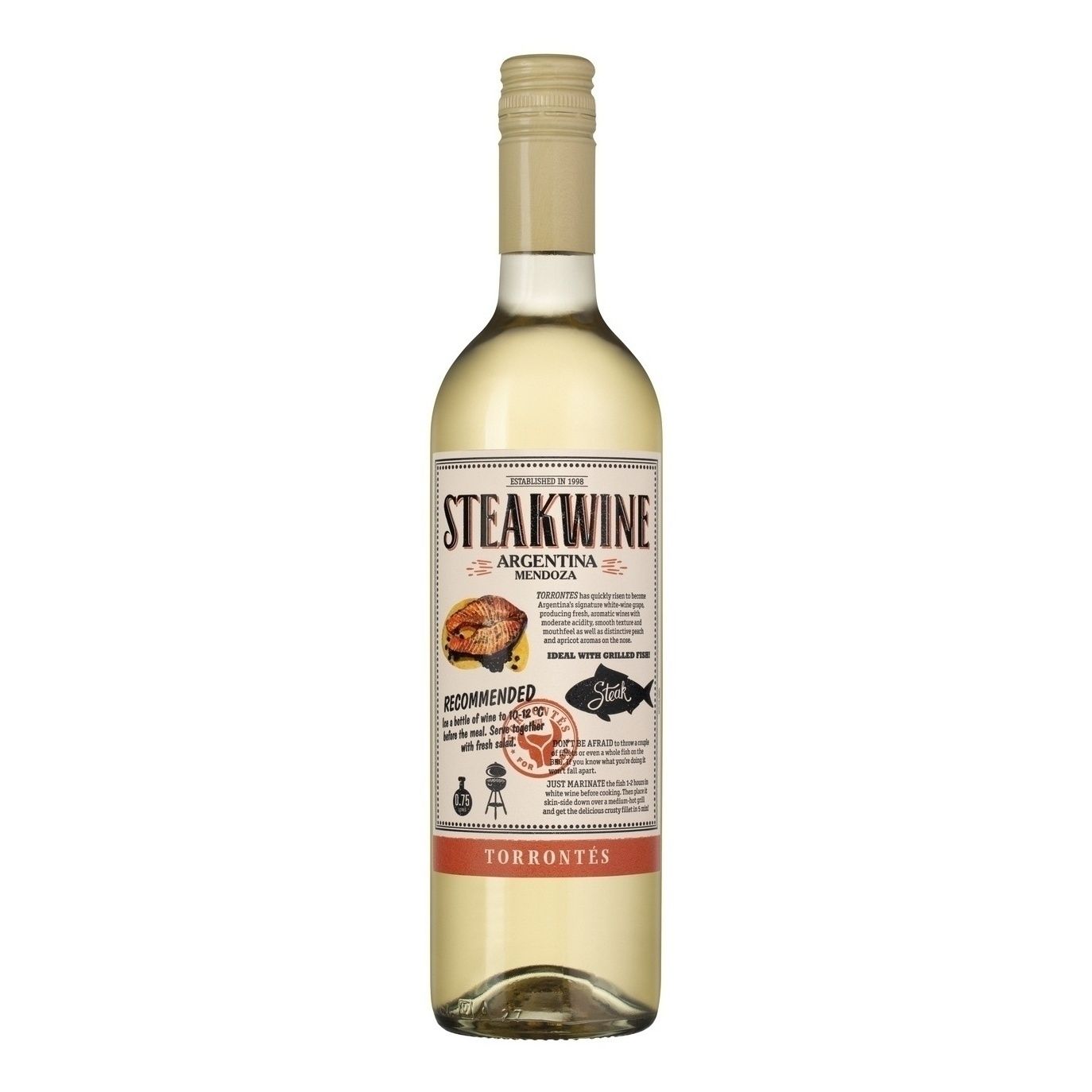 Белое полусухое вино Steakwine Торронтес 0,75 л