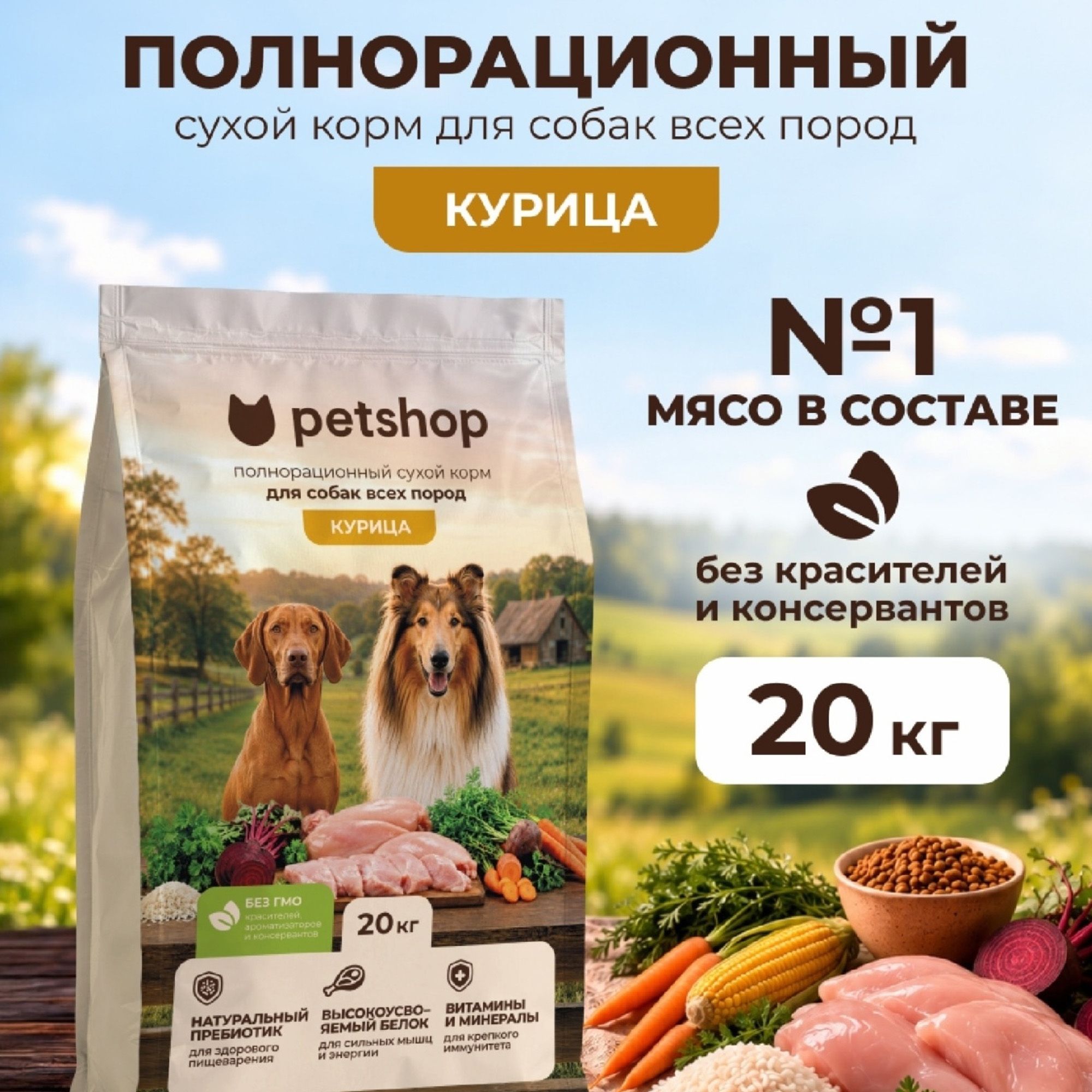 Сухой корм для собак Petshopru 20 кг